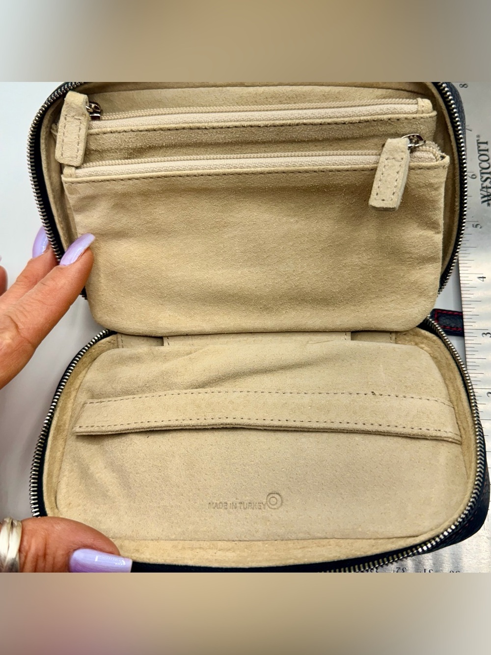 Coach Black Pebbled Leather Travel Zip Around Jewelry Case Organizer Separator - Picture 6 of 11